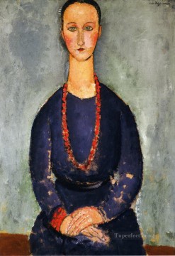 Mujer con collar rojo 1918 Amedeo Modigliani Pinturas al óleo